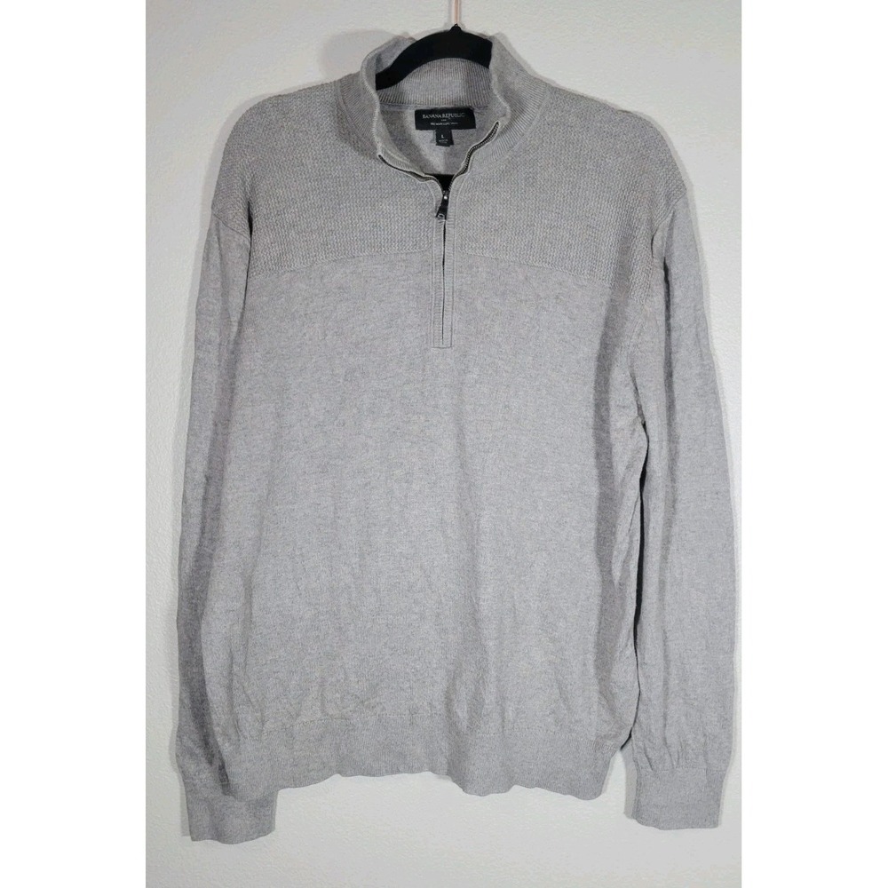 Banana Republic‎ Factory Premium Luxe Yarn Quarter Zip Sweater Gray Men's Large